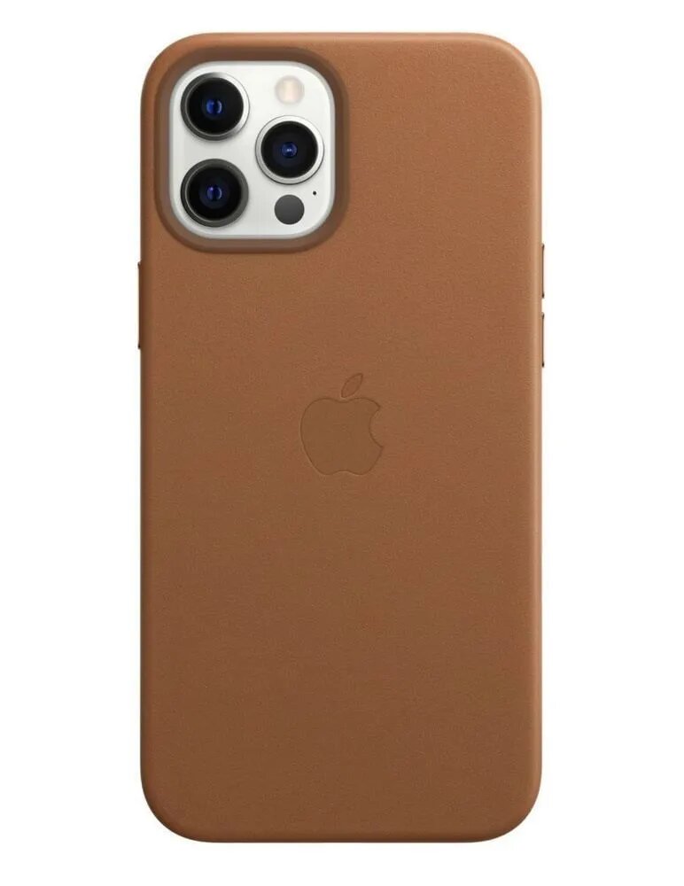 Кожаный чехол с цветной анимацией ( натуральная кожа) Leather Case MagSafe для iPhone 12 Pro Max 6.7, цвет Saddle Brown