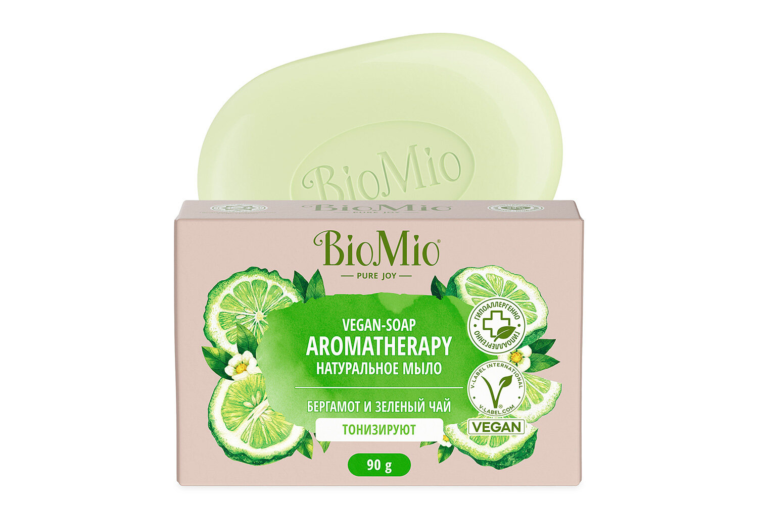 фото Натуральное мыло BioMio BIO-SOAP AROMATHERAPY, 0,09 кг, цвет зелёный