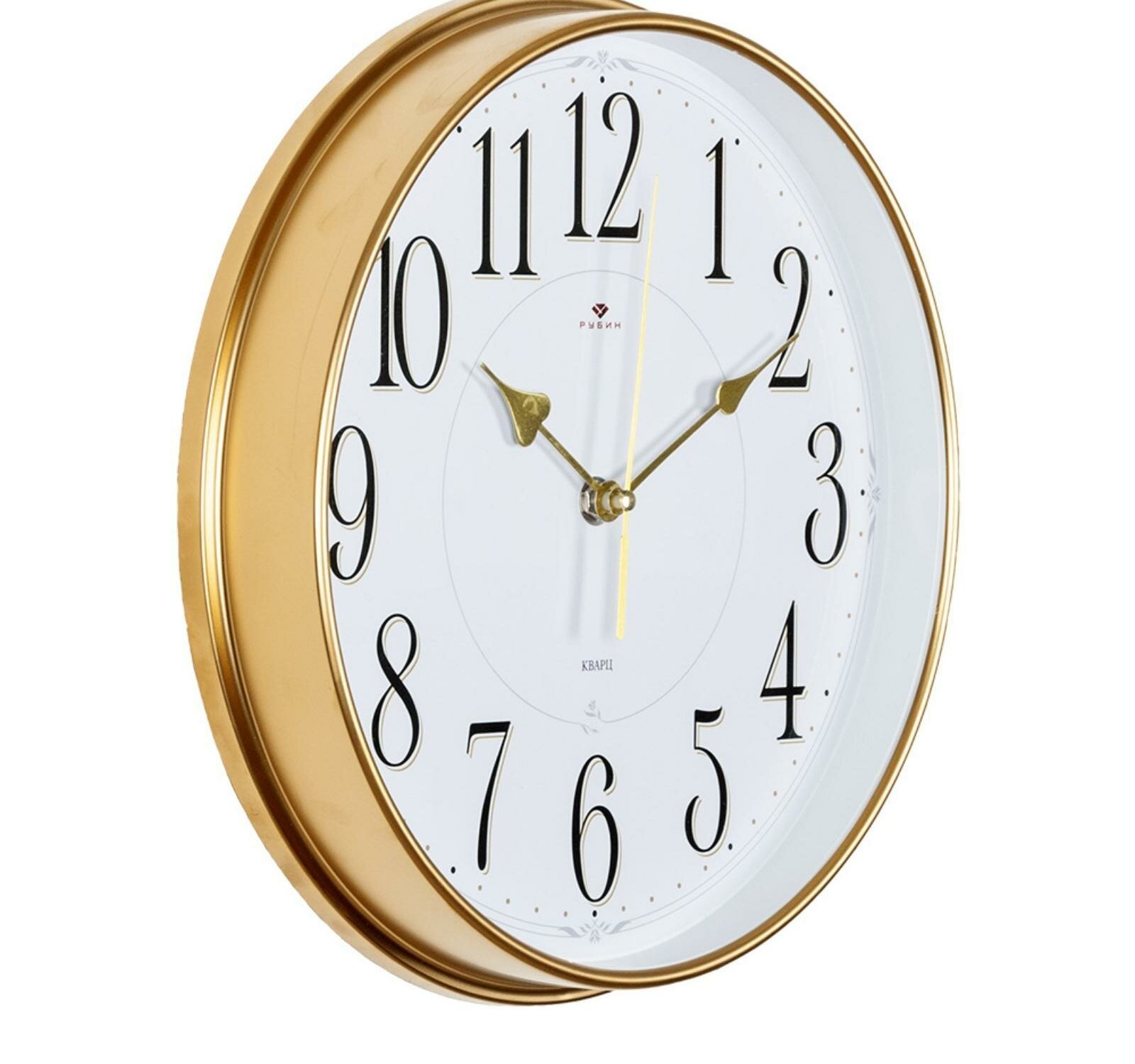 Часы настенные Рубин круглые 29 см, корпус золотой "Классика" (2940-106)
