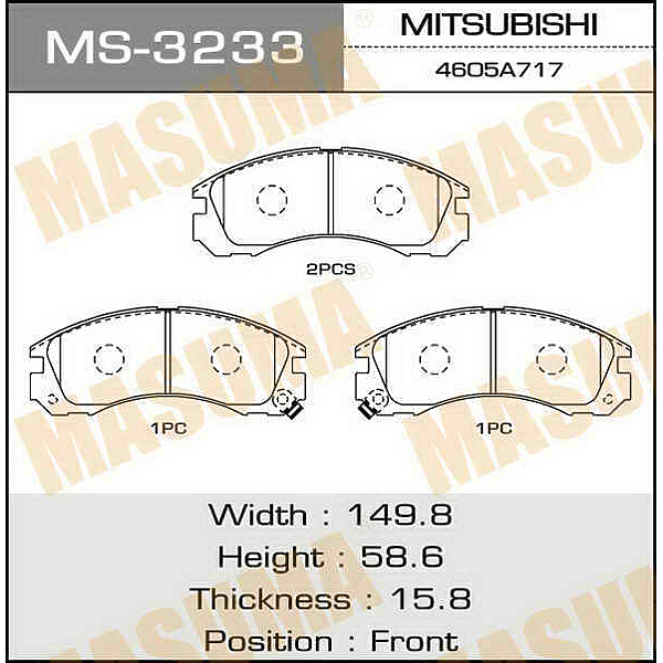 MASUMA MS-3233 (425387 / 4605A492 / 4605A717) колодки дисковые передние\ Mitsubishi (Мицубиси) galant 2.0 / 2.5 89 / l200