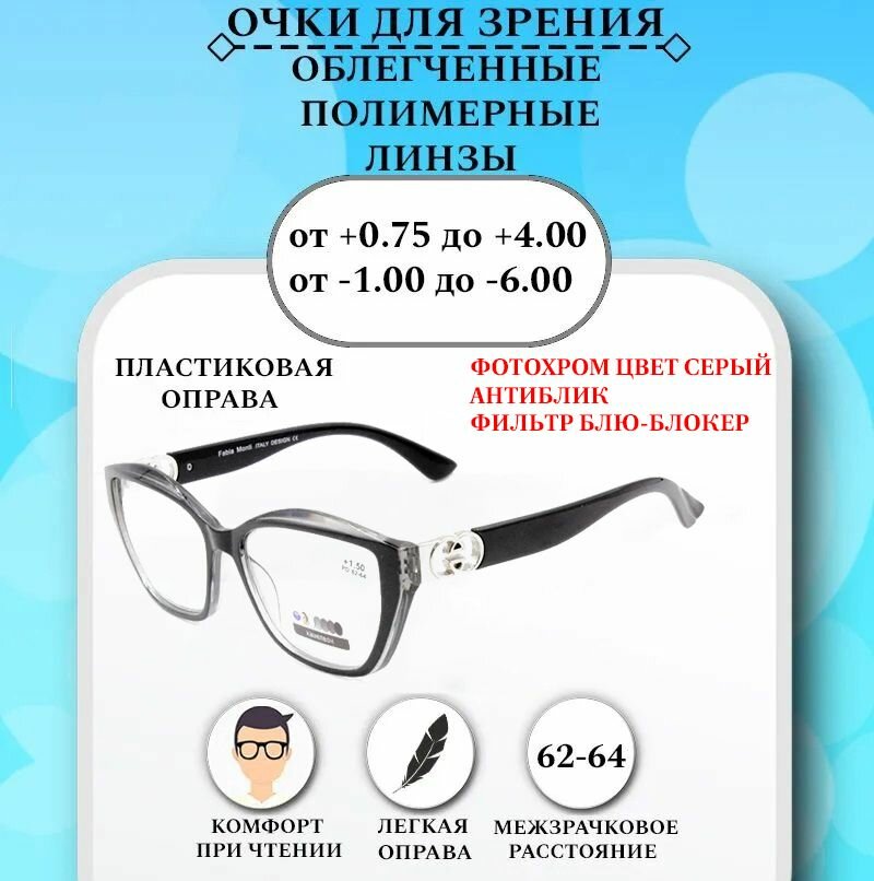 Готовые очки для зрения с диоптриями +4.00 FABIA MONTI