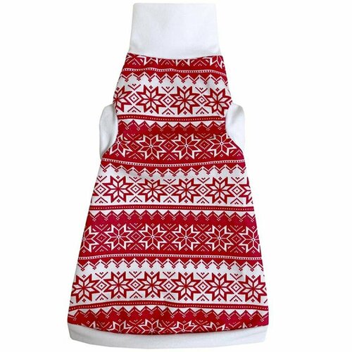 Водолазка для кошек OSSO Fashion - Сканди узор утепленная белая с красным XL 1 шт 999₽