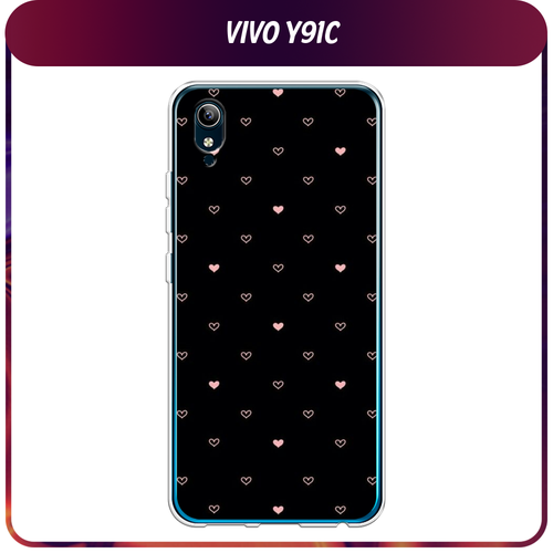 Силиконовый чехол на Vivo Y91c/Y1s / Виво Y91c/Y1s Чехол с сердечками силиконовый чехол на vivo y91c виво y91c шоколадка