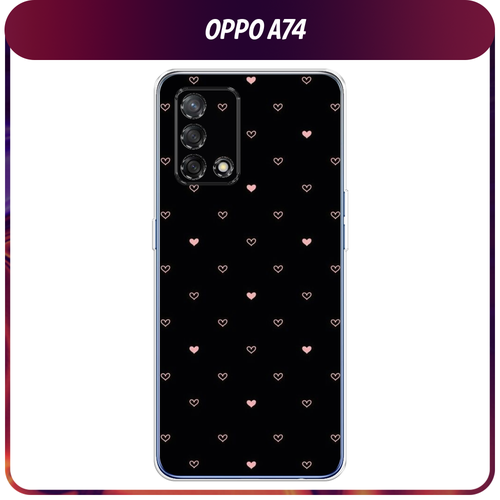 Силиконовый чехол на Oppo A74 / Оппо A74 Чехол с сердечками силиконовый чехол на oppo a74 оппо a74 medusa