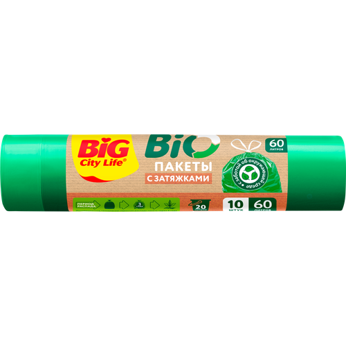 Пакеты для мусора Big City Life Bio 60л 10шт 600₽