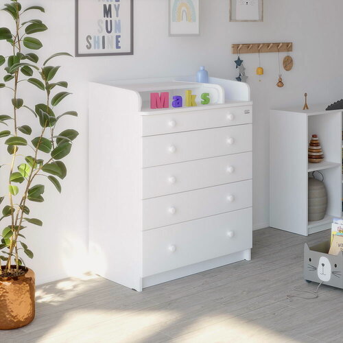 Изображение товара Пеленальный комод Атон Maks с органайзером, 80 х 100 см, 5 ящиков, белый аляска