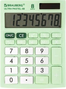 Калькулятор BRAUBERG Ultra, Pastel-08-Lg, 8-разрядный, мятный