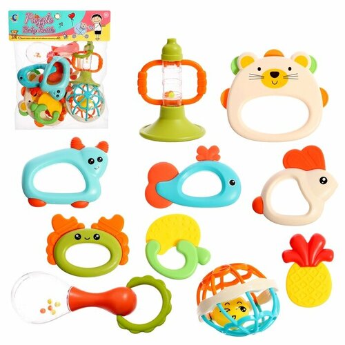 Набор погремушек с прорезывателями для зубов 10 предметов 918₽