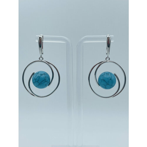 Серьги с подвесками , бирюза синтетическая, голубой