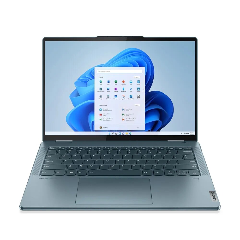 Ноутбук Lenovo Yoga 7 14IAL7 (Core i7 1255U/14"/2240x1400/16GB/512B SSD/Iris Xe Graphics/Win 11 Pro) 82QE001MUS, Stone Blue
