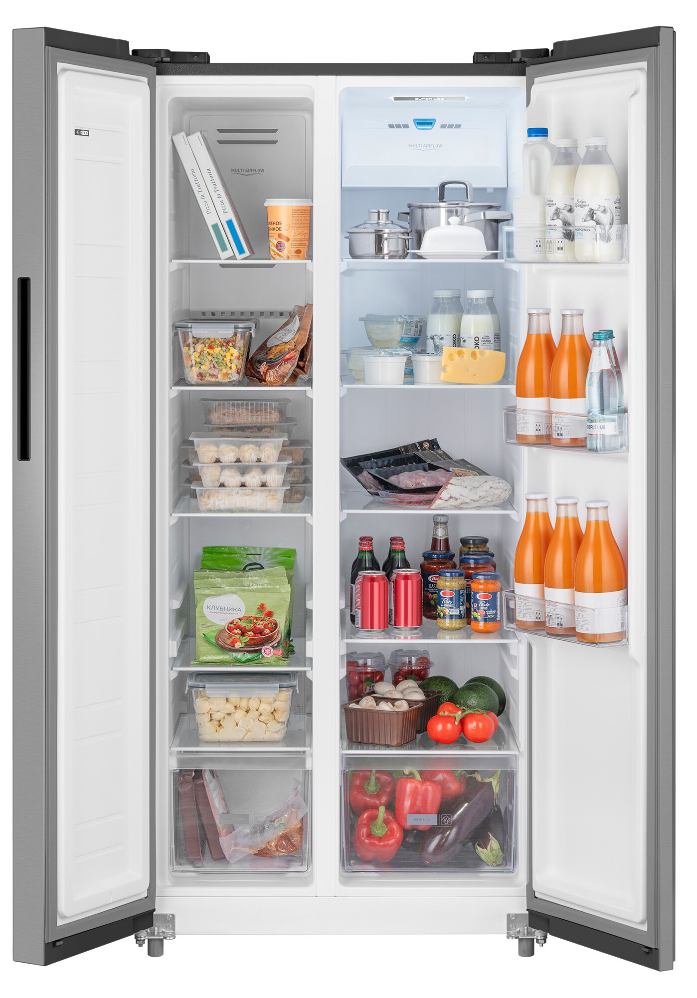 Отдельностоящий холодильник с инвертором Weissgauff WSBS 500 Inverter NoFrost Inox - фотография № 4