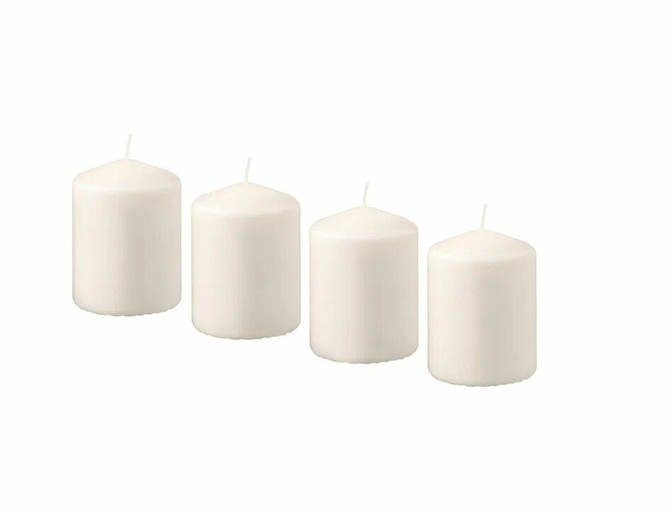 Набор свечей Икеа Хемшо Ikea Hemsjo белый 5.7 см/8 см 4 шт