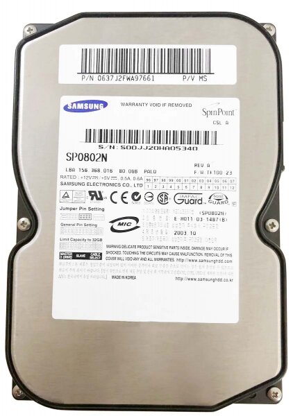 Жесткий диск Samsung SP0802N 80Gb 7200 IDE 3.5" HDD