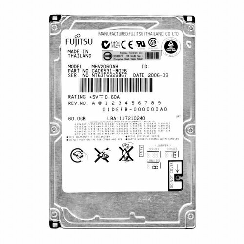 Жесткий диск Fujitsu CA06531-B026 60Gb 5400 IDE 25 HDD 9215₽