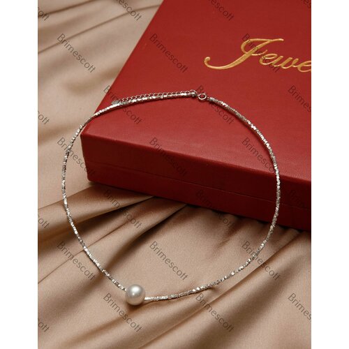 Колье, жемчуг пресноводный культивированный, серебряный, белый