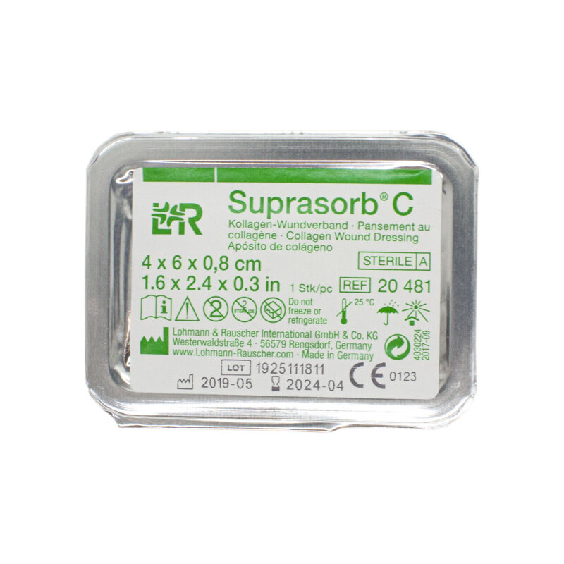 L&R SUPRASORB C Натуральная коллагеновая впитывающая повязка Супрасорб С, 4х6х0,8 см