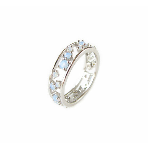 Кольцо Irina Moro, опал, размер 16, серебряный, голубой кольцо на весь палец из серебра с фианитовыми дорожками 01к158090 размер 16 мм