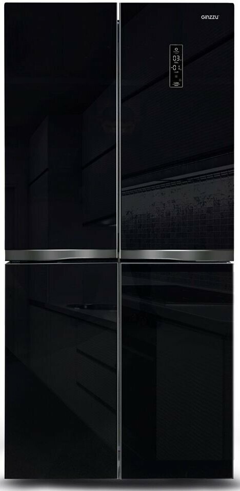 Холодильник Side by Side Ginzzu NFI-4414 черное стекло