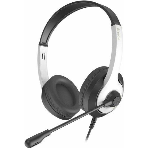 Наушники с микрофоном A4Tech Fstyler FH100U белый/черный 2м накладные USB оголовье (FH100U (PANDA)) наушники a4tech fstyler fh100u черный