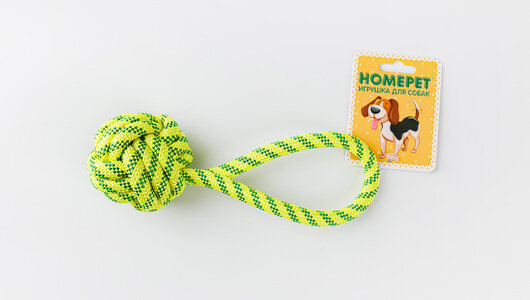 HOMEPET seaside игрушка для собак узел из каната с петлей (21 см., Желтая) - фото №3
