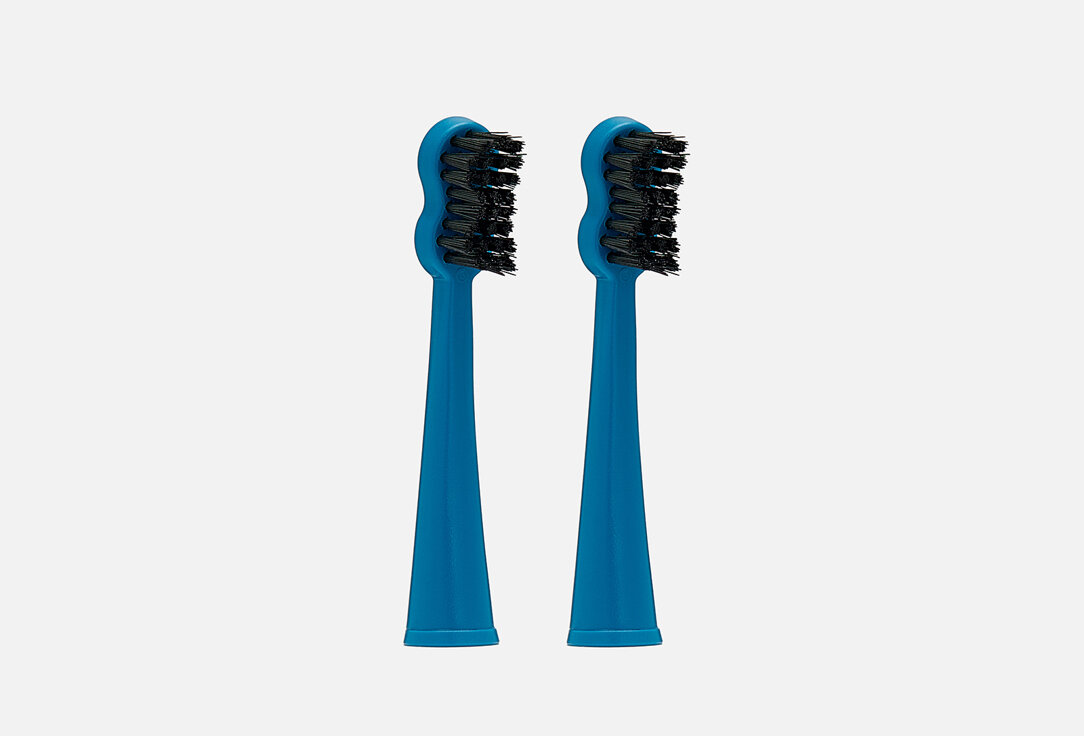 Сменные насадки для электрической звуковой зубной щетки megasmile, Sonic Black Whitening II Brush Heads blue 2шт