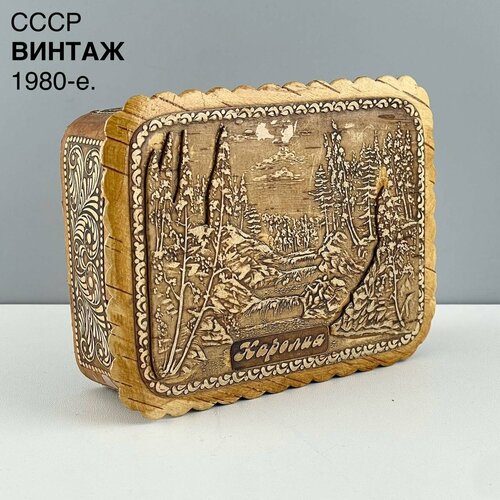 Винтажная шкатулка Карелия Дерево береста СССР 1980-е 2000₽