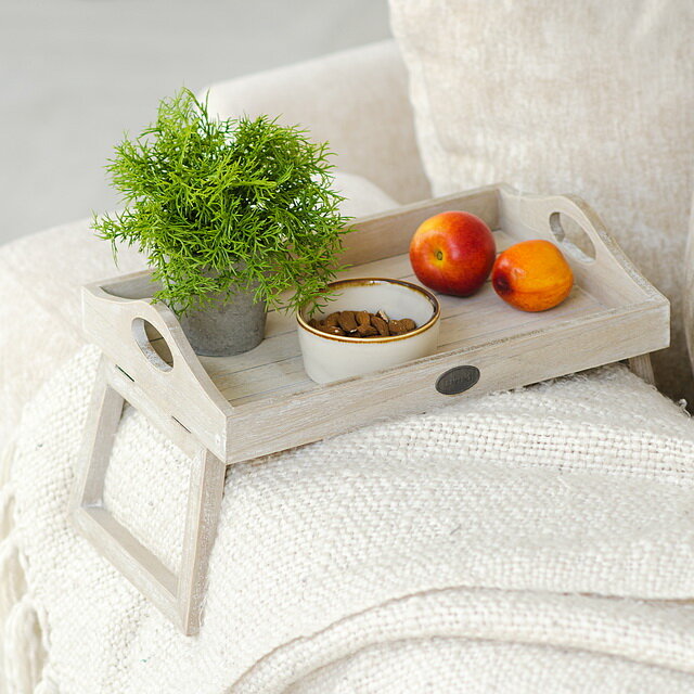 фото Koopman Столик-поднос на подлокотник дивана Alfgund 30*20 см бежевый HZ1930620