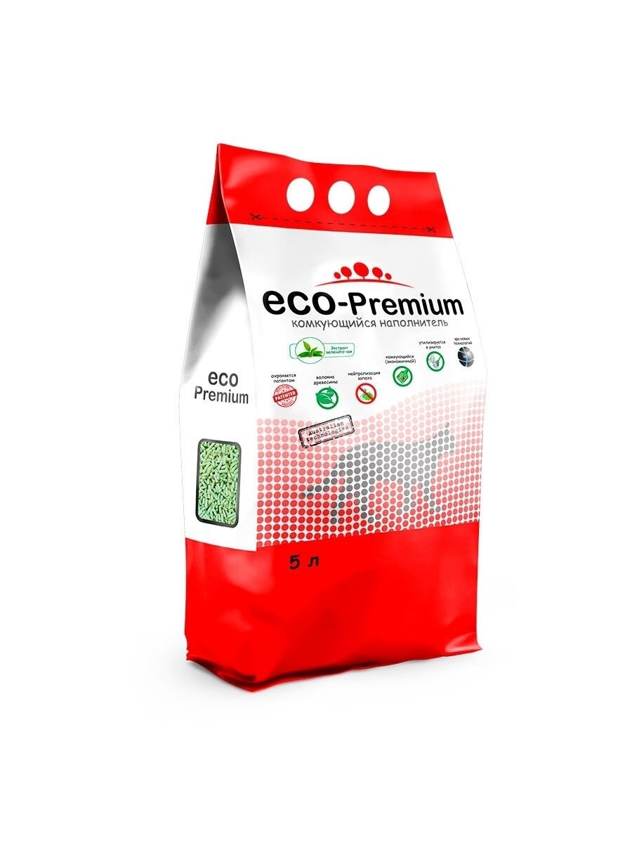 ECO Premium Зеленый чай наполнитель древесный 1,9 кг 5 л (2 шт)