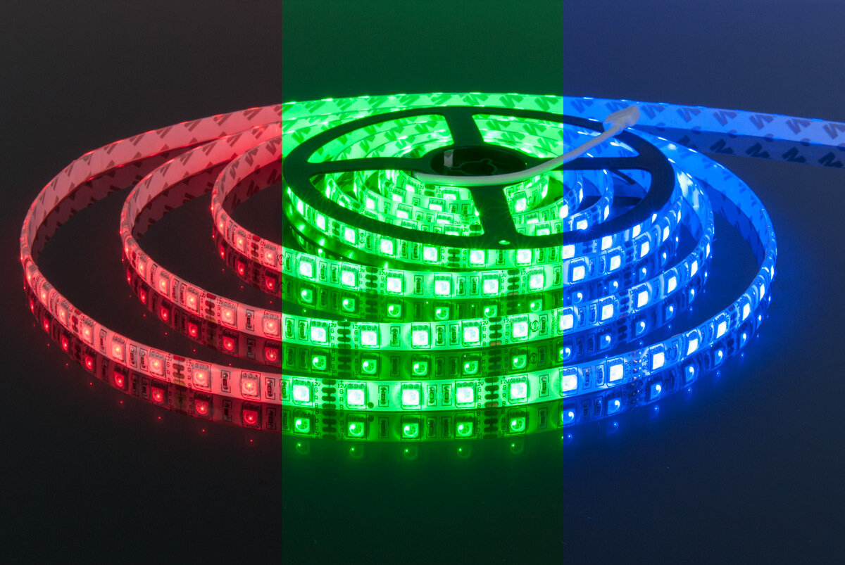 Ecola LED strip PRO 4,8W/m 12V IP20 8mm 60Led/m RGB разноцветная светодиодная лента на катушке 5м.