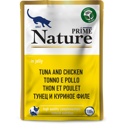 Prime (Прайм) Nature Пауч для взрослых кошек с тунцом и куриным филе в желе 100 г 5 шт