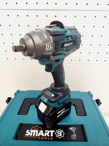 Изображение товара Аккумуляторный ударный гайковерт Smart, 21В 1000Нм 2700об/м, бесщеточный, патрон 1/2", аккумулятор 2*4Ач+зу