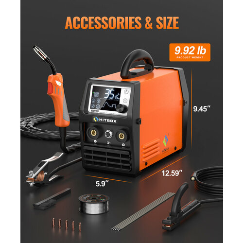 HITBOX 140A 230V Сварочный аппарат для порошковой проволоки 4 в 1 Функциональный безгазовый сварочный аппарат MIG 2177700₽