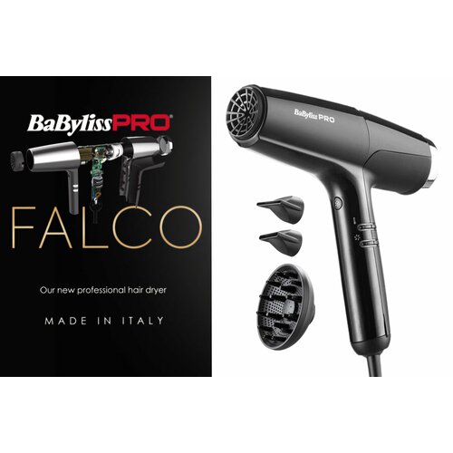 Профессиональный фен BaByliss Falco GreySilver BAB8550E мотор турбинного типа ультралёгкий 2700000₽
