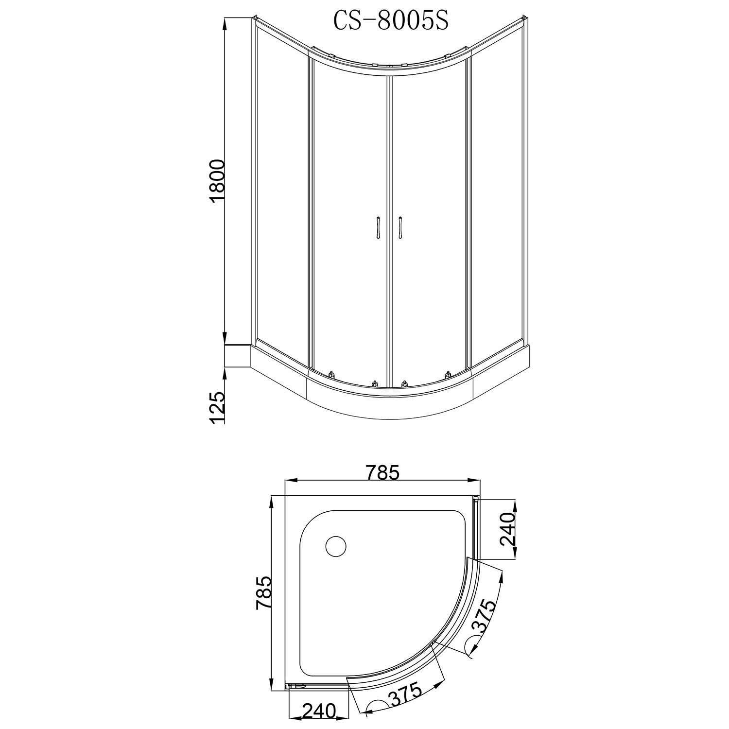 Душевое ограждение Loranto CS-8005S 80*80*195см низкий поддон 13см, стекло 4мм (2 коробки)