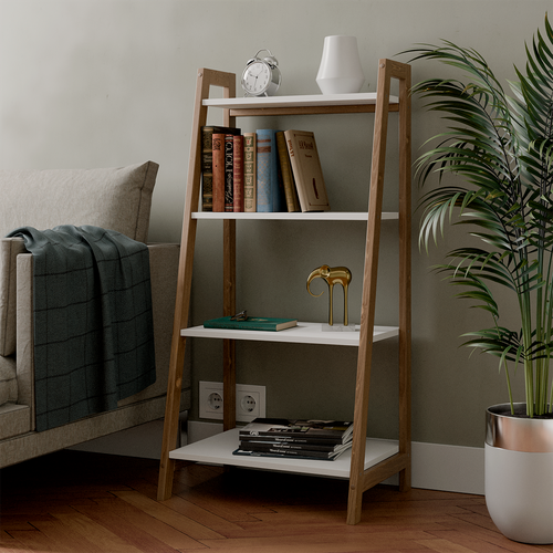 Изображение товара Стеллаж Libery Wood "ролло", напольный, деревянный, цвет белый/темно-коричневый, 54х38,6х115 см