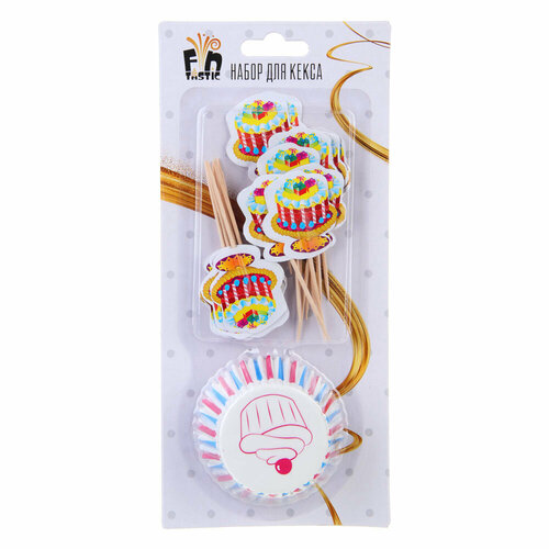 FNtastic Набор для кекса, формы 12 шт + шпажки с декором 24 шт, 4 дизайна, 12 штук