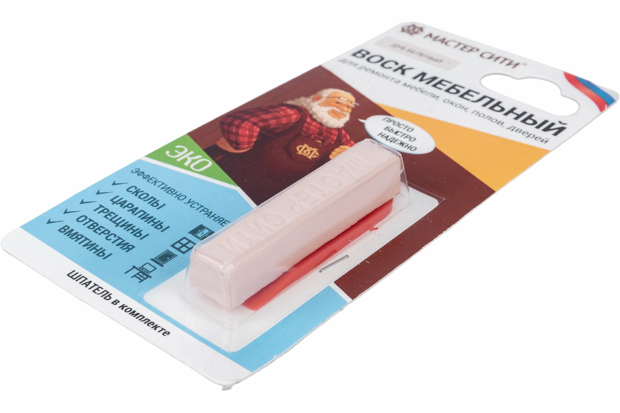 фото Мастер Сити Воск мебельный мягкий (блистер), Дуб беленый, 101 2011101