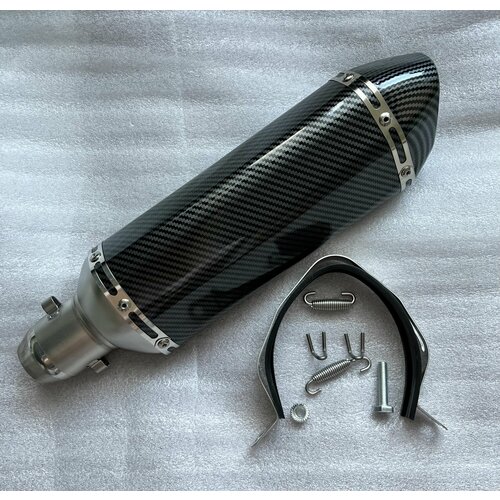 Глушитель Akrapovic универсальный для мотоцикла, для квадроцикла 370мм карбон