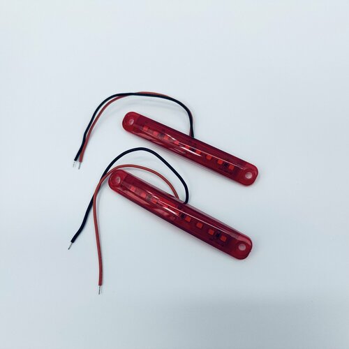 Диодные маркерные габариты на прицеп фуру габаритные LED фонари маячки - Полоски 9LED красные 12-24в комплект 2шт 425₽