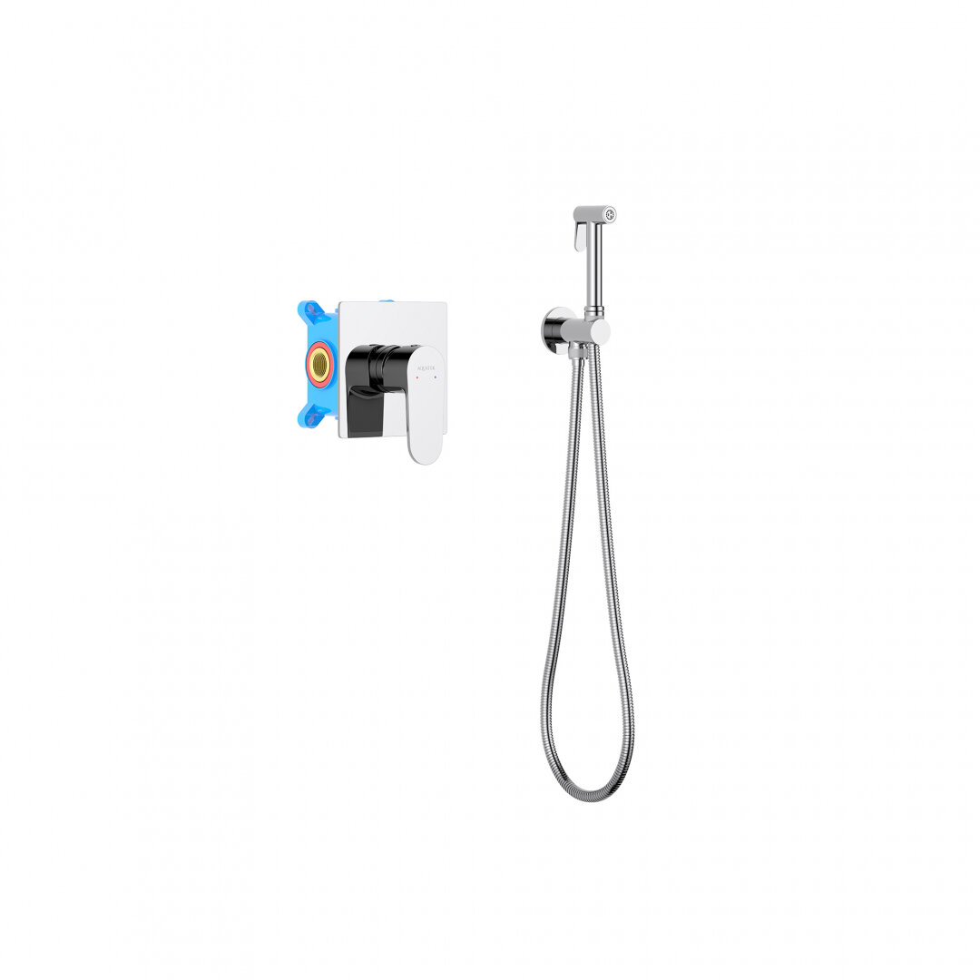 Встраиваемый смеситель с гигиеническим душем Акватек Оберон AQ1219CR, цвет: хром