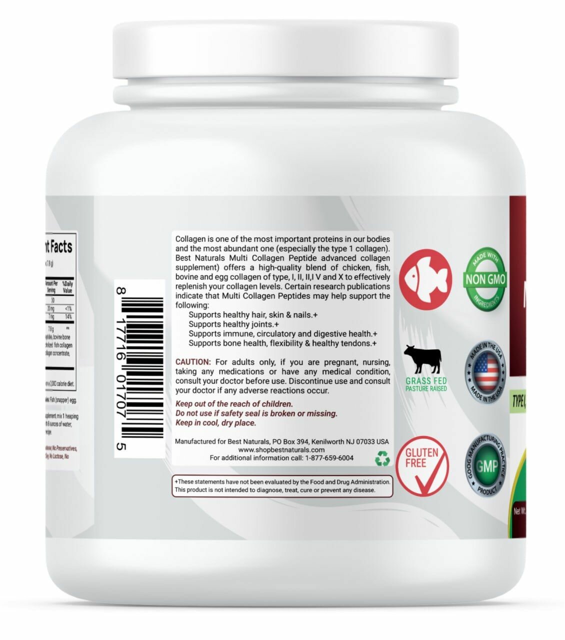 Изображение Комплекс пептидов коллагена Best Naturals Collagen, для суставов, 227 г