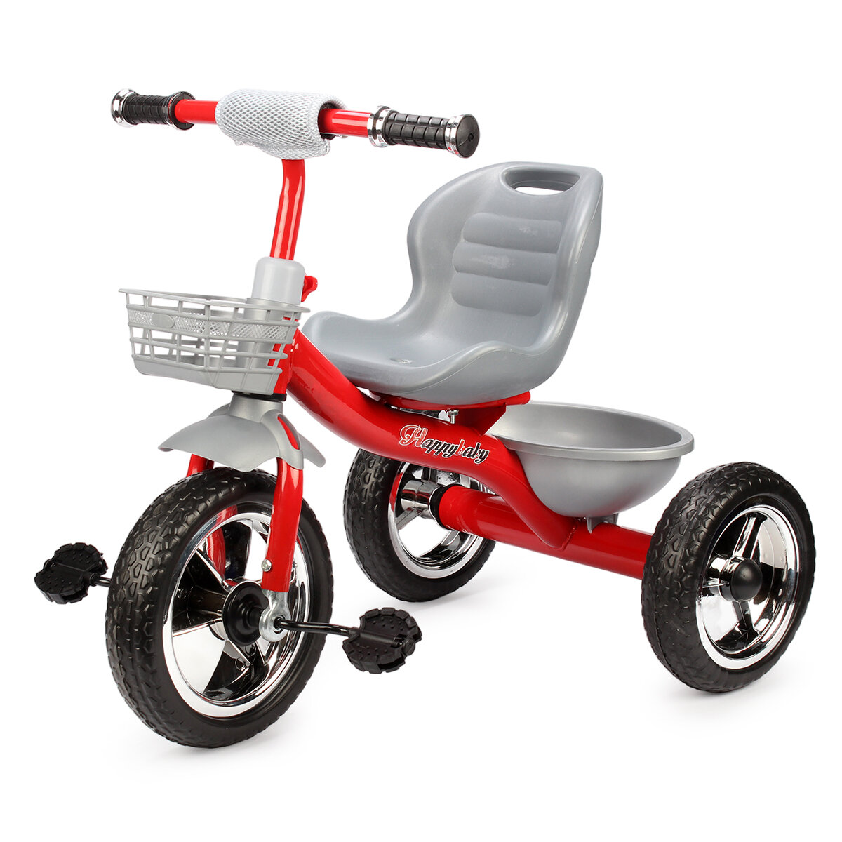 фото Детский трехколесный велосипед игромаркет Little, до 5 лет, нагрузка до 25 кг, облегченная стальная рама, эргономичное седло со спинкой, широкие устойчивые колеса, антискользящие педали, грипсы, 2 корзинки, красный / 1 шт
