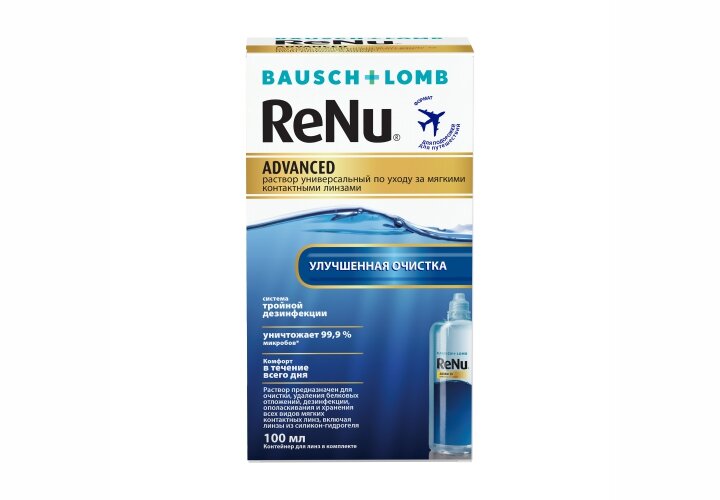 Раствор для контактных линз универсальный BAUSCH&LOMB Renu Advanced 100 мл (+контейнер) — фото 1