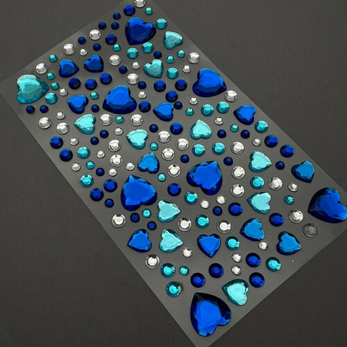 Стразы на клеевой основе Zoo Nail Art микс с сердечками №1836 синие