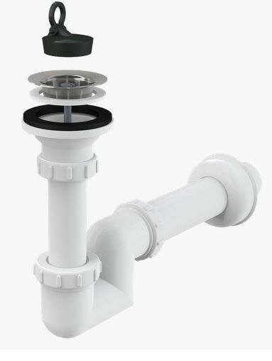 Сифон для раковины Alca Plast Alcaplast A412-DN40 Сифон для раковины с нержавеющей решеткой выпуск 40 белый
