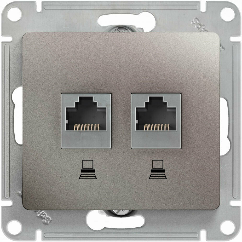 Glossa GSL000685 Розетка комбинированная (RJ45+RJ11, под рамку, скрытая установка, перламутр) Упаковка (10 шт.) Schneider Electric - фото №1