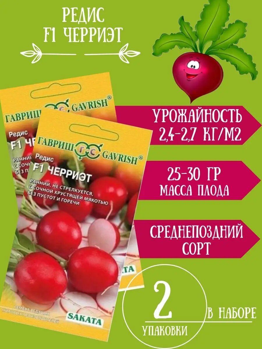 Редис Черриэт F1 05 г 2 упаковки