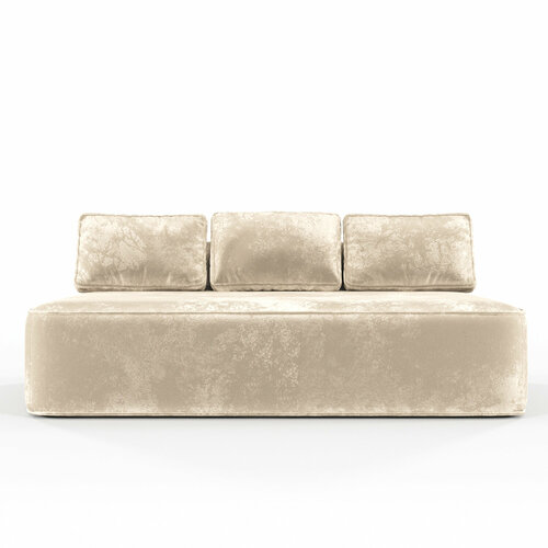 Бескаркасная кровать Soft Rest, песочный160*200, велюр, песочный, со съемным чехлом