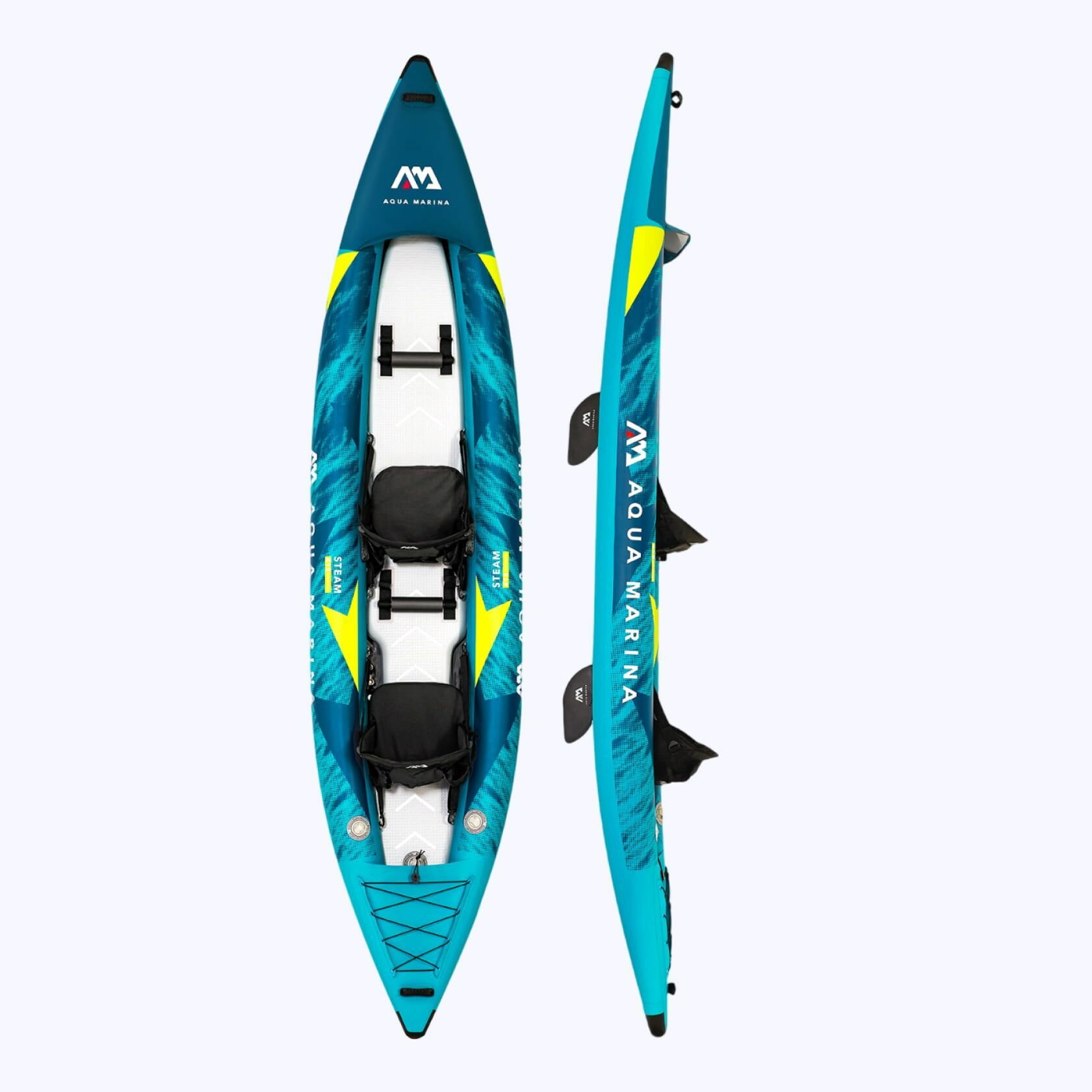 Надувная байдарка Aqua Marina Steam-412 Versatile 412x80 см, насос, сиденье, киль, рюкзак, сумка, до 180 кг