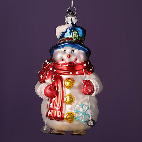 Изображение товара Елочная игрушка Снеговик в красном шарфике 12 см в подарочной коробке, стекло, Winter Deco, 4060479-wd